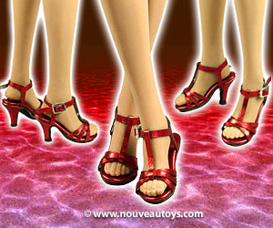 Nouveau Toys 1/6 Scale Red Metallic Strap High Heel Shoes Banner