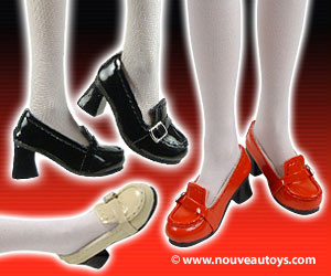 Nouveau Toys 1/6 Scale High Platform Black Glossy Loafer Shoes