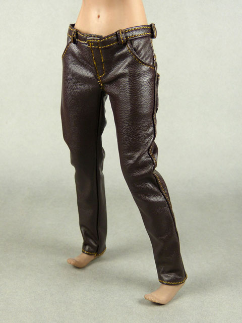 6 Scale Female Brown Slim Fit Leather Pants