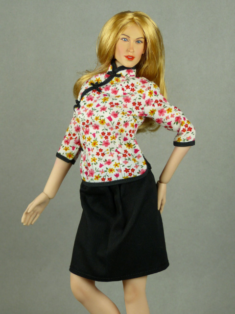 1/6 Phicen, NouveauToys - Female Secretary Silver Satin Shirt w Black Skirt  Set